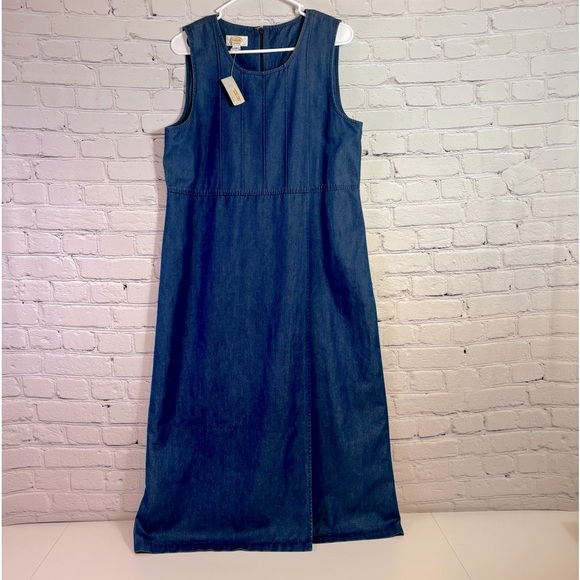NWT Talbots Sleeveless Denim Chambray Maxi Dress Size 10P - Picture 1 of 7